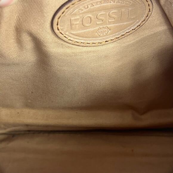 Fossil Preston Crossbody Purse Leather Canvas W/ Floral Pattern Flap Zip Around - Picture 11 of 16